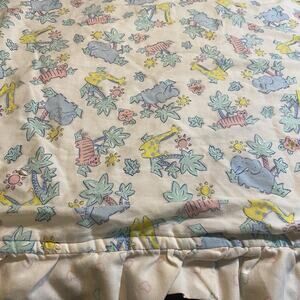 Vintage Novelty Crib Baby Coverlet Safari Jungle Animals Quilt Blanket 43”x33”